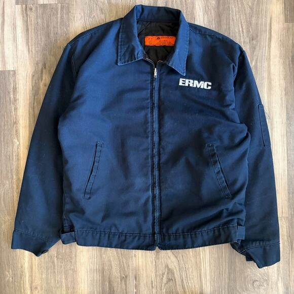 Vintage Mechanic Detroit Jacket Size M Navy Blue Red Kap Workwear WORN DISTRESS - Picture 1 of 11